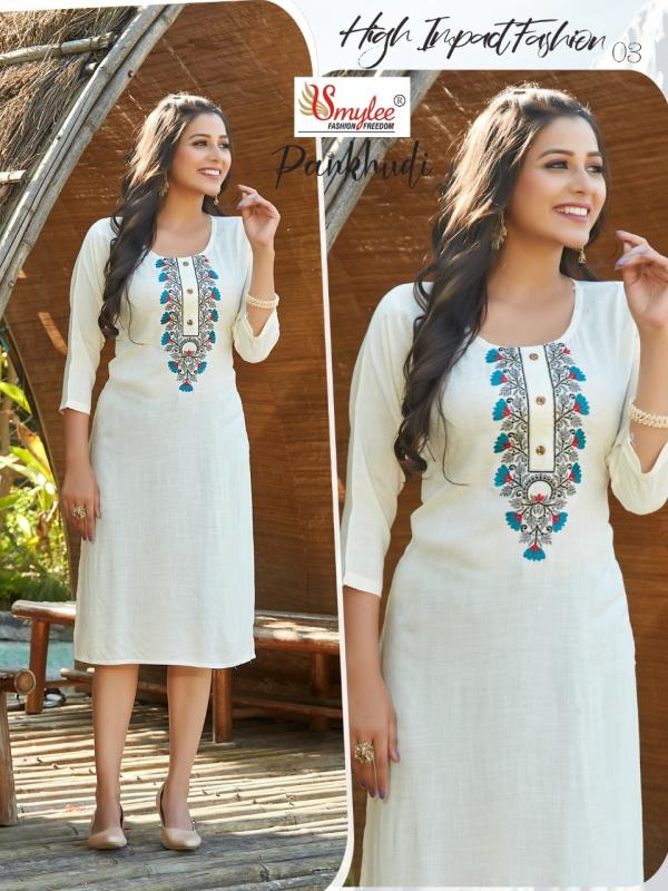 Smylee Pankhudi Rayon Designer Embroidery Kurti